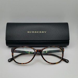 Burberry B2172 Tortoise and Plaid Eyeglass Frames Only With Case Italy Preowned